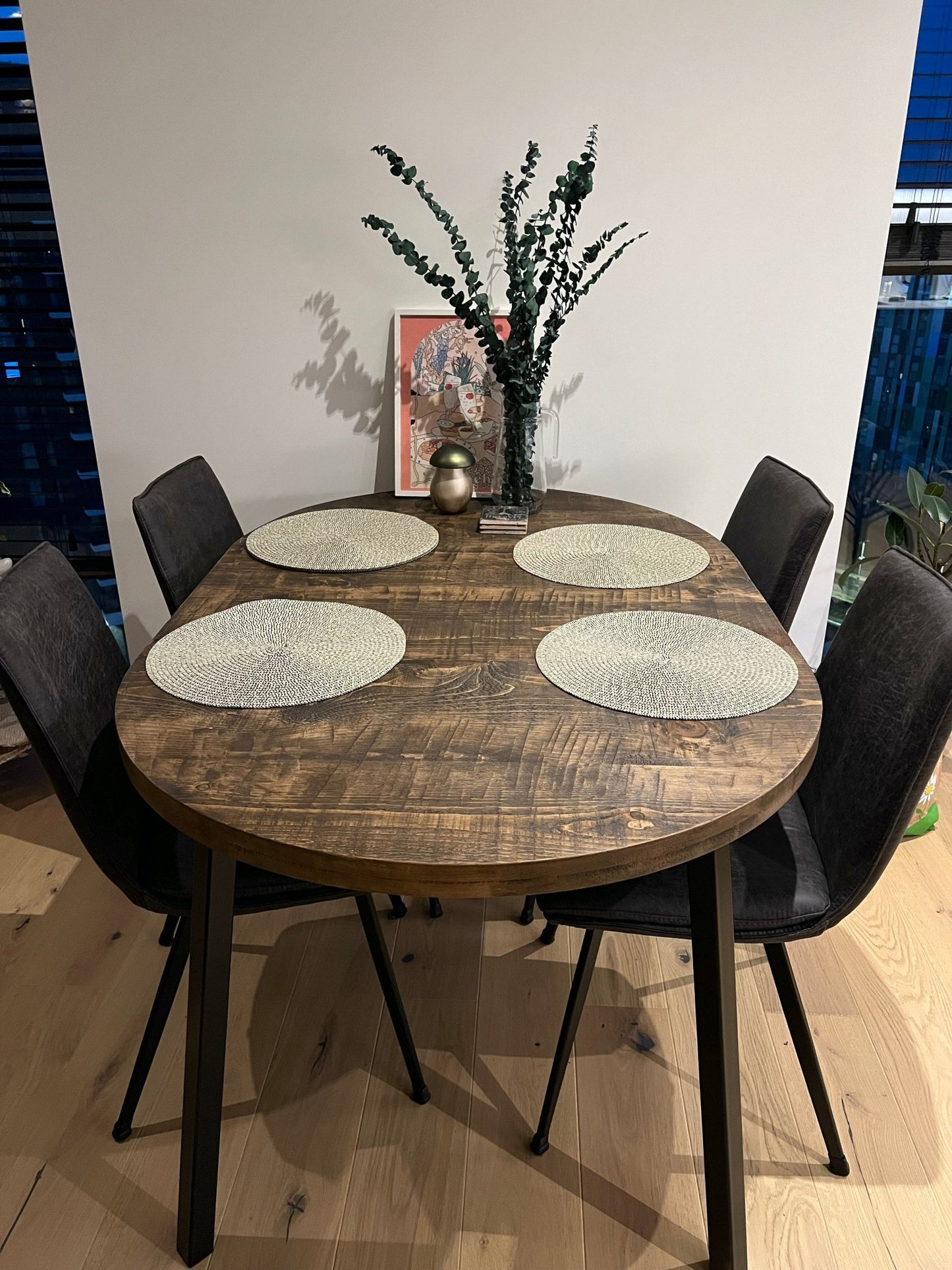 Extending round rustic dining table - The Grain Company Ltd