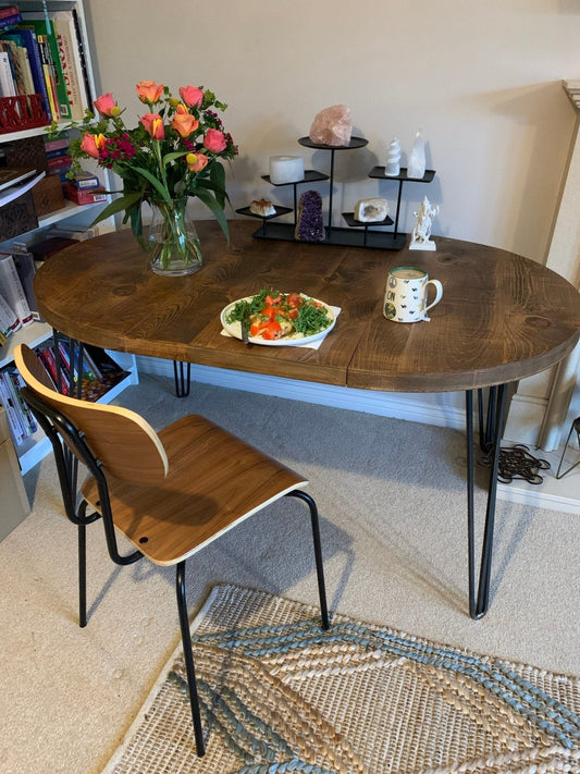 Extending round rustic dining table - The Grain Company Ltd