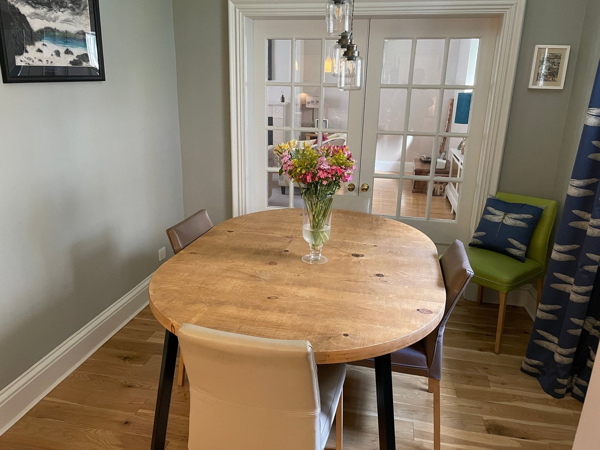 Extending round rustic dining table - The Grain Company Ltd
