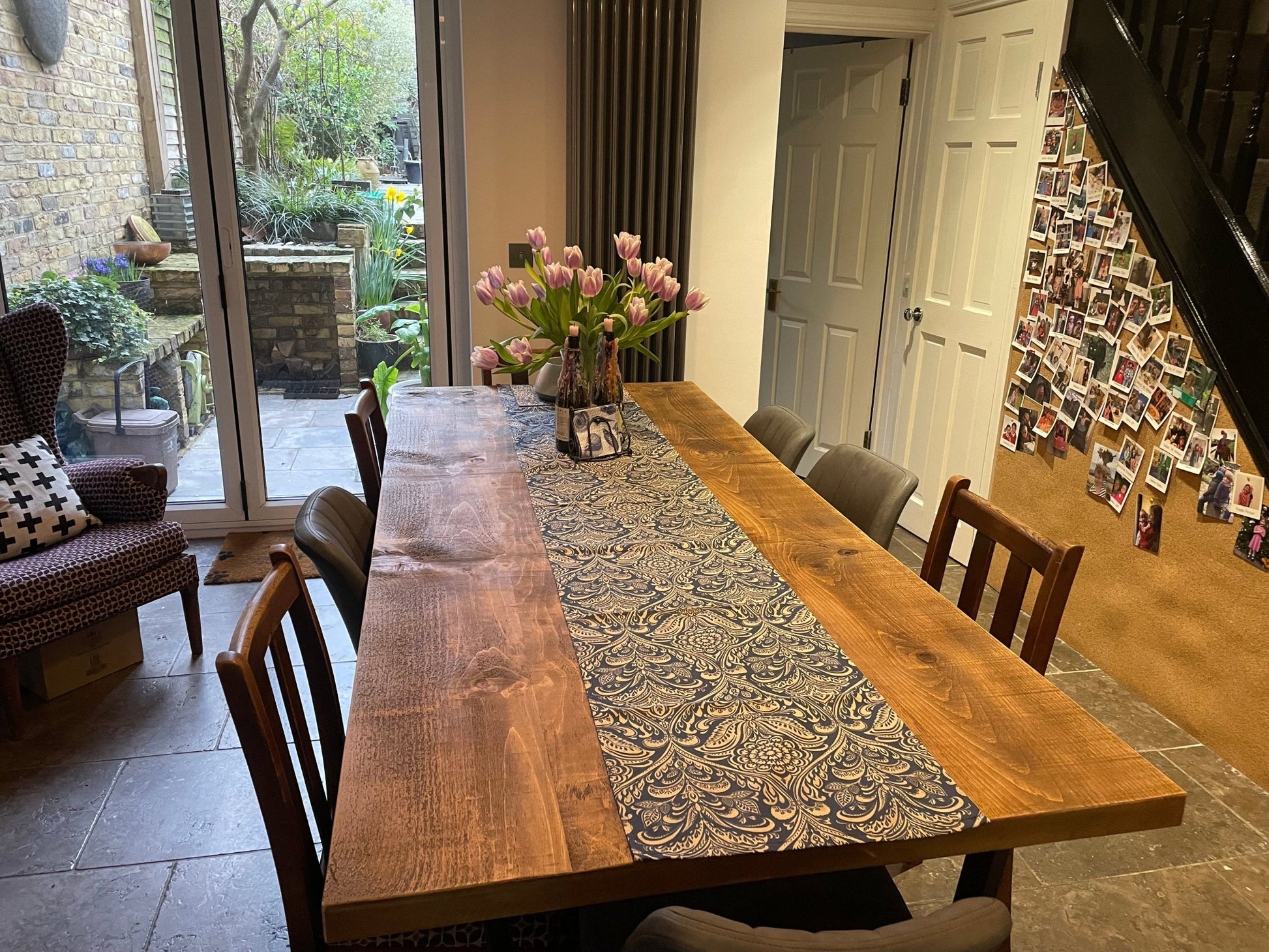 Extra large rustic dining table with steel legs - The Grain Company Ltd