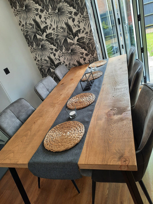 Extra large rustic dining table with steel legs - The Grain Company Ltd