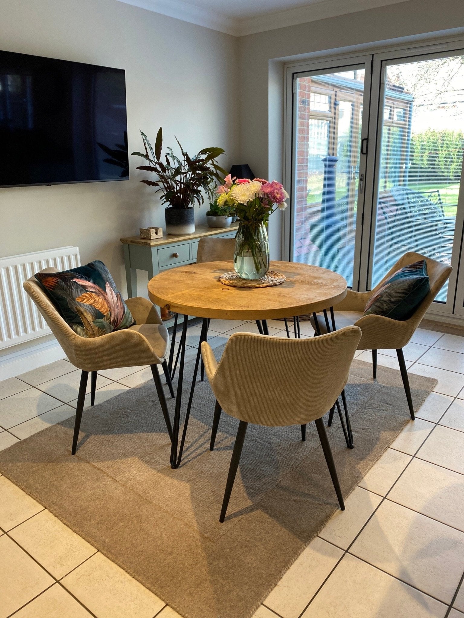 Round rustic dining table - featured in Vogue 2023 - The Grain Company Ltd