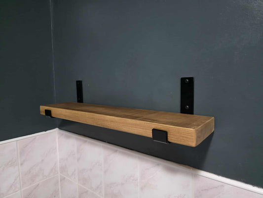 Rustic Wooden Shelf with U Shape Bracket - The Grain Company Ltd