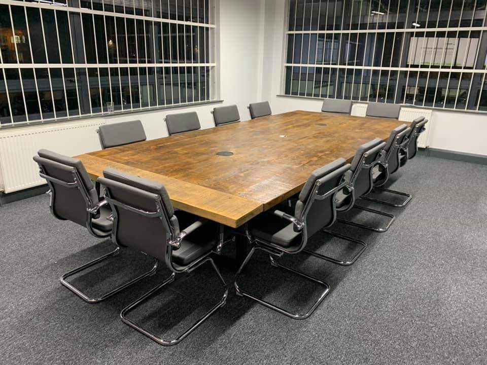 Extra large rustic dining table with steel legs - The Grain Company Ltd