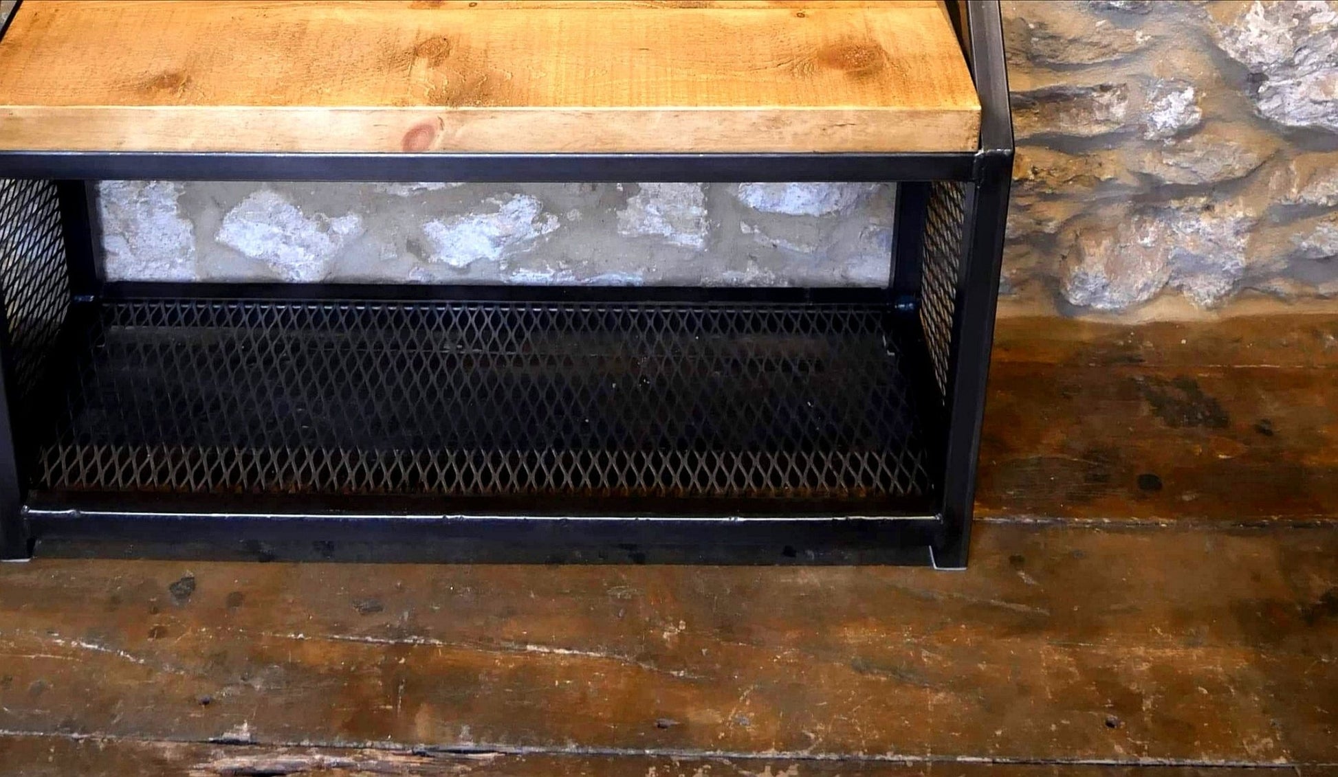 Rustic coat and shoe rack with seat - The Grain Company Ltd