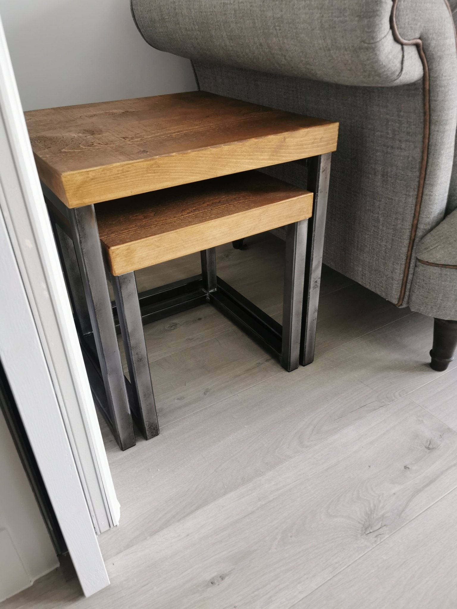 Rustic square nesting tables - The Grain Company Ltd