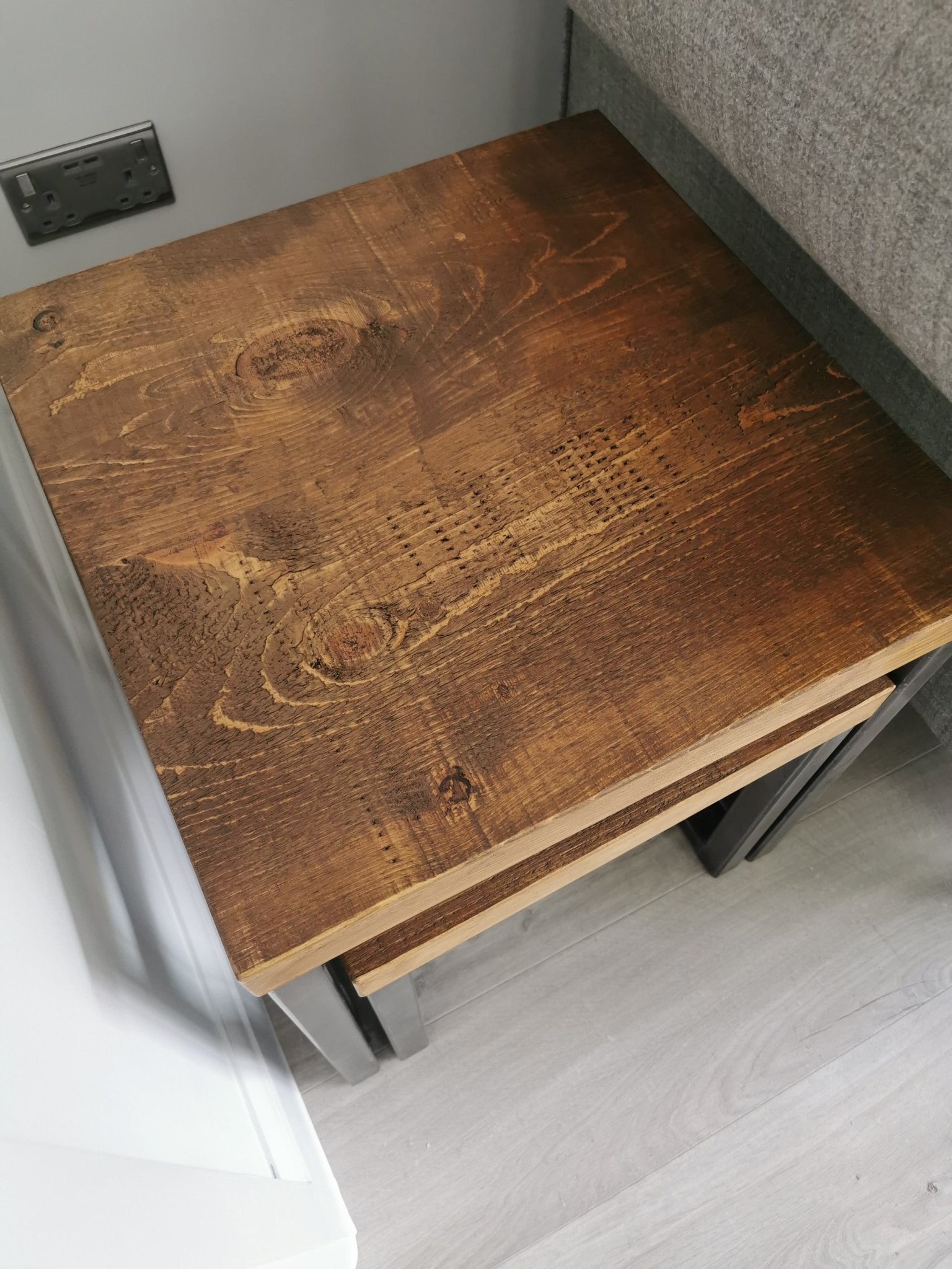 Rustic square nesting tables - The Grain Company Ltd