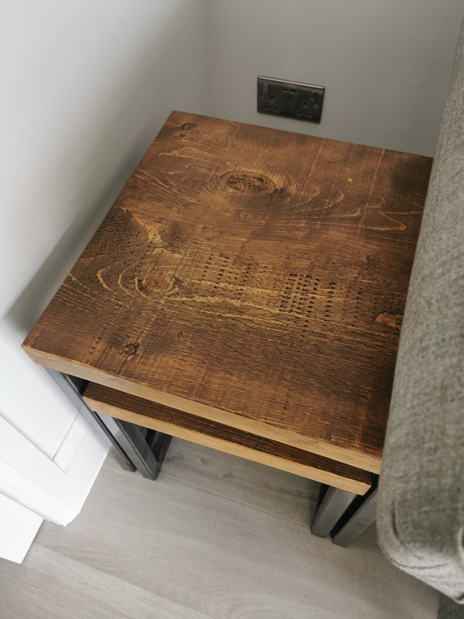 Rustic square nesting tables - The Grain Company Ltd