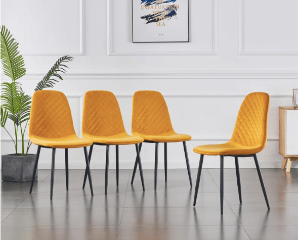 4 Shaped Plush Velvet Dining Chairs - The Grain Company Ltd