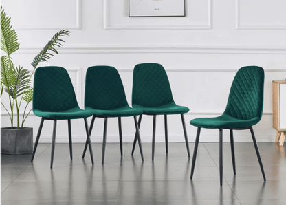 4 Shaped Plush Velvet Dining Chairs - The Grain Company Ltd