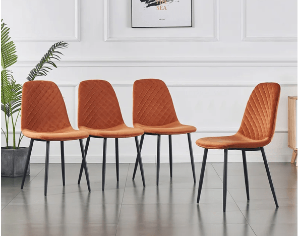 4 Shaped Plush Velvet Dining Chairs - The Grain Company Ltd