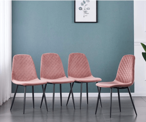 4 Shaped Plush Velvet Dining Chairs - The Grain Company Ltd