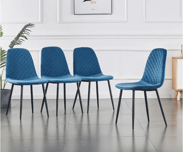 4 Shaped Plush Velvet Dining Chairs - The Grain Company Ltd