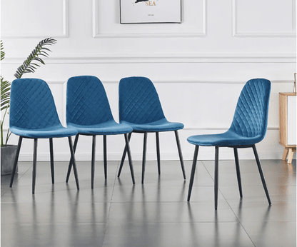 4 Shaped Plush Velvet Dining Chairs - The Grain Company Ltd