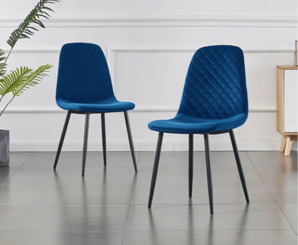 4 Shaped Plush Velvet Dining Chairs - The Grain Company Ltd