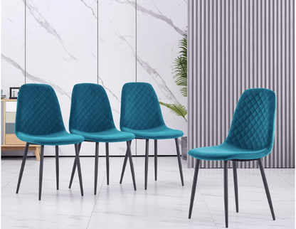 4 Shaped Plush Velvet Dining Chairs - The Grain Company Ltd