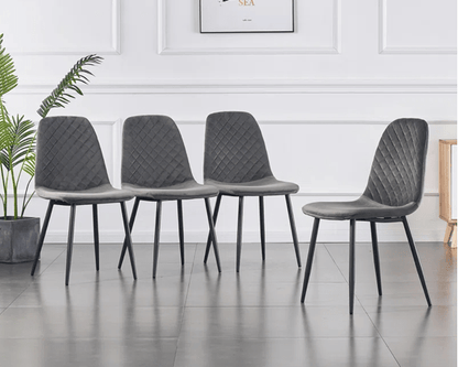 4 Shaped Plush Velvet Dining Chairs - The Grain Company Ltd