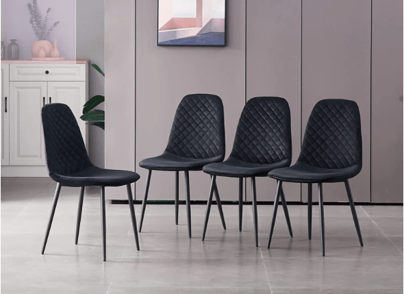 4 Shaped Plush Velvet Dining Chairs - The Grain Company Ltd