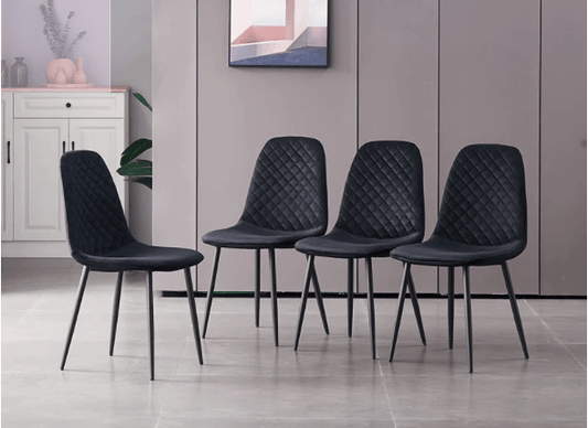 4 Shaped Plush Velvet Dining Chairs (Black)