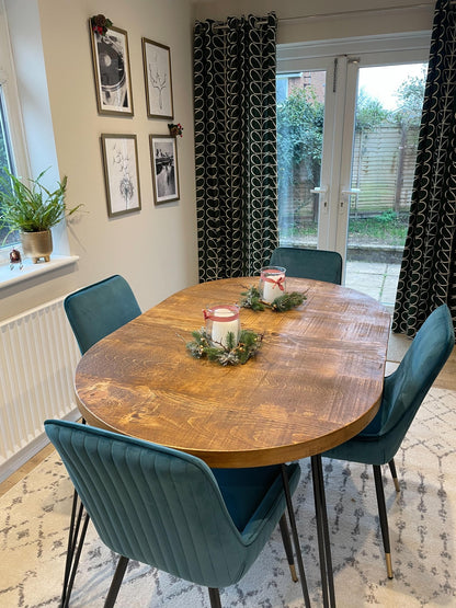 Extending oval rustic dining table - The Grain Company Ltd