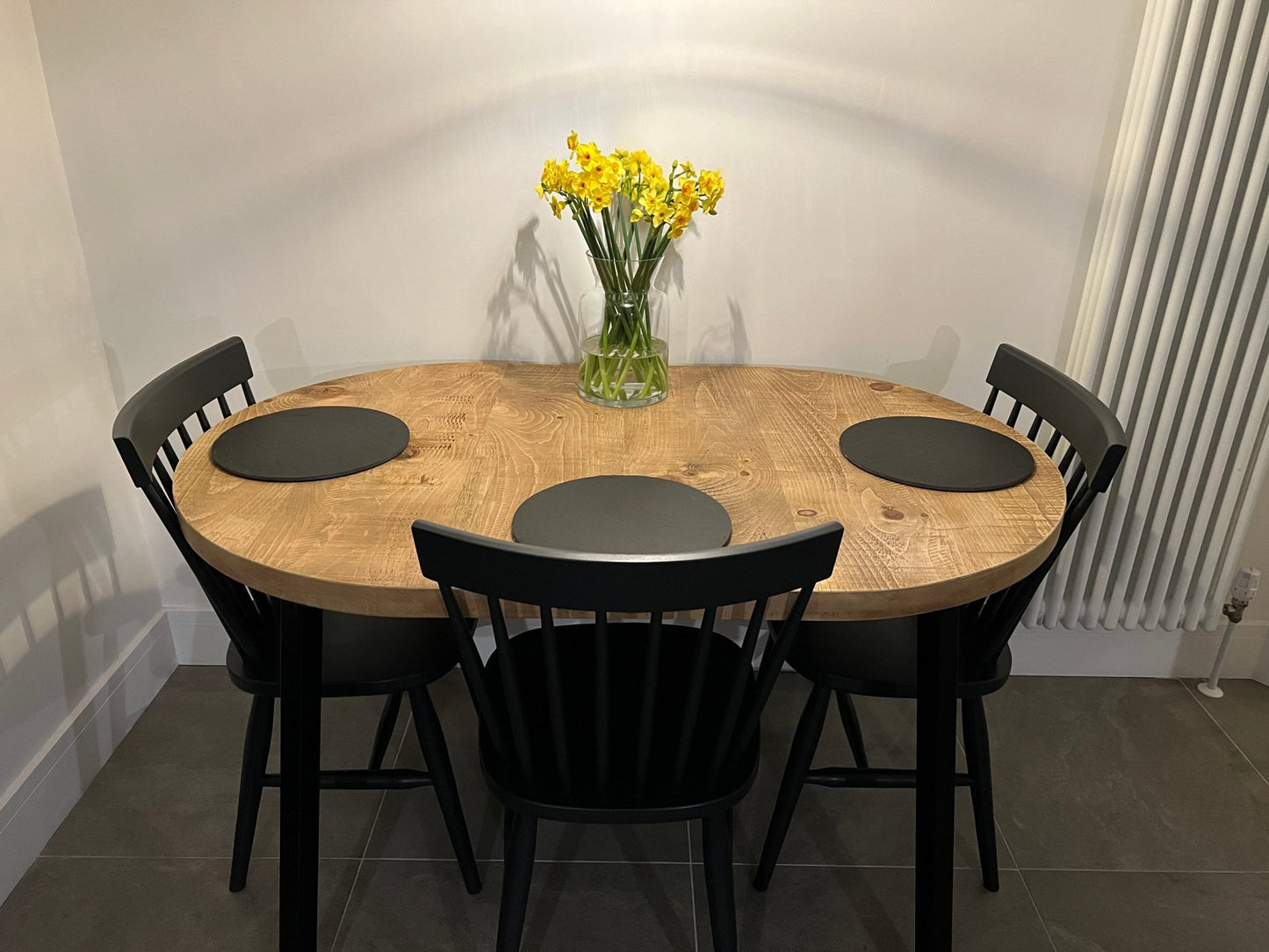 Extending oval rustic dining table - The Grain Company Ltd