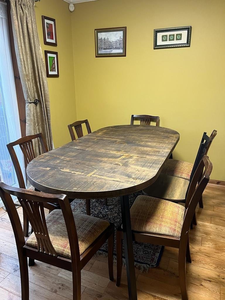 Extending oval rustic dining table - The Grain Company Ltd