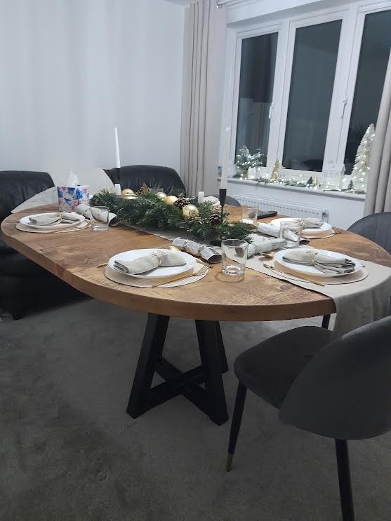 Extending round rustic central leg dining table - The Grain Company Ltd