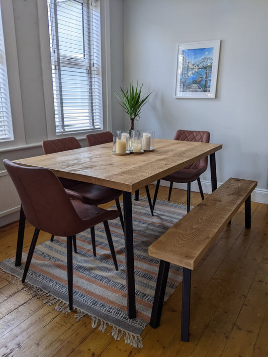 Extending rustic large dining table - The Grain Company Ltd