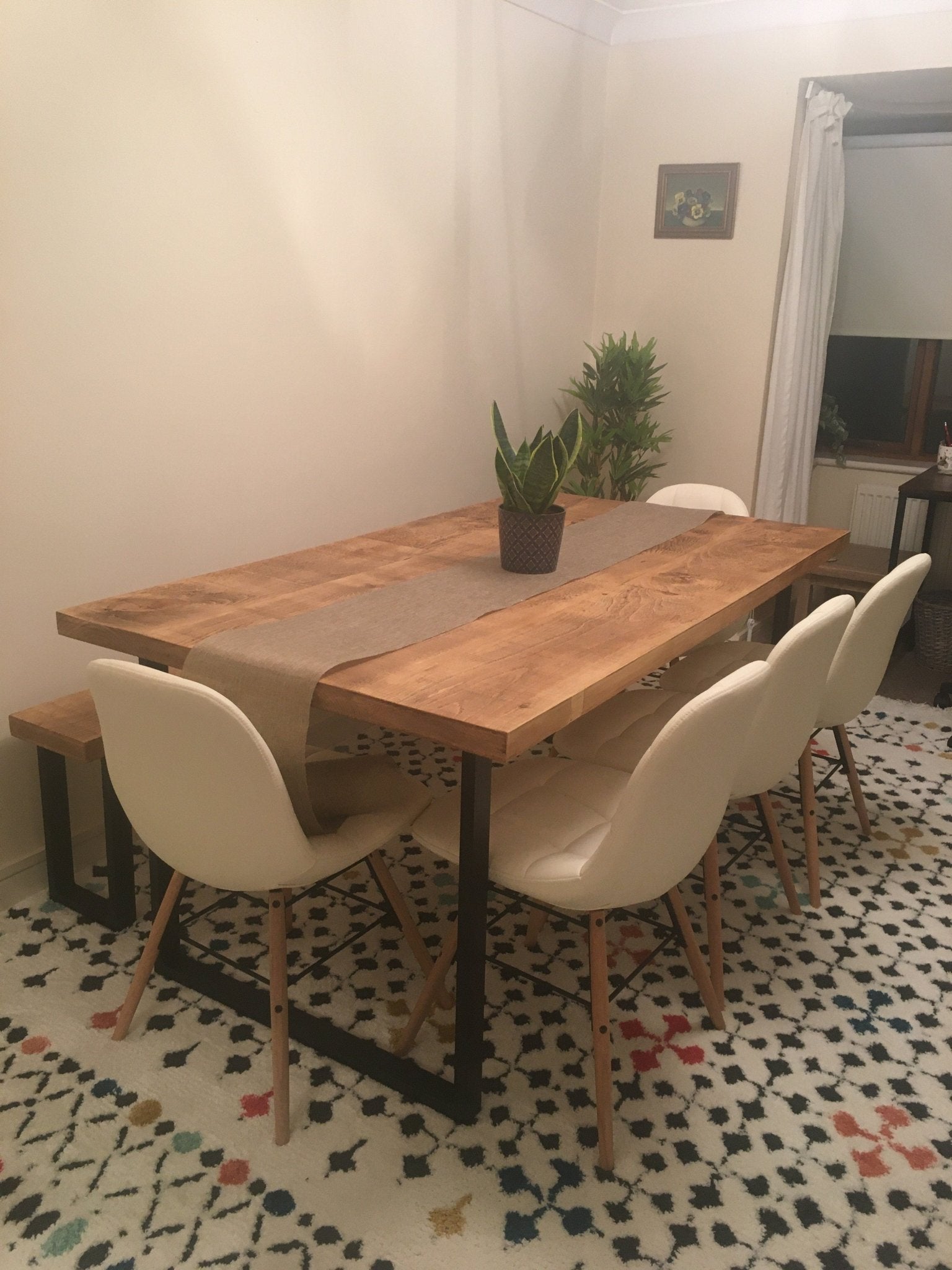 Extending rustic large dining table - The Grain Company Ltd