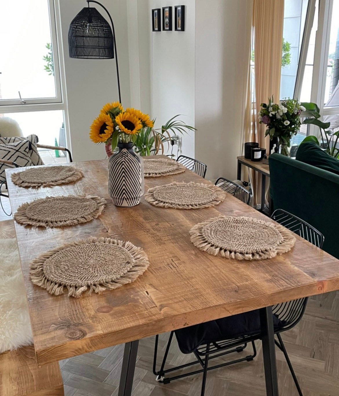 Boho Industrial Dining Room Dining Table Large Dining Table 180 Cm