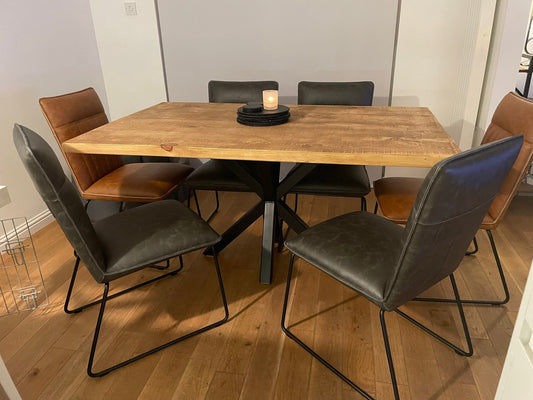 Rustic dining table with steel 'Spider' legs - The Grain Company Ltd