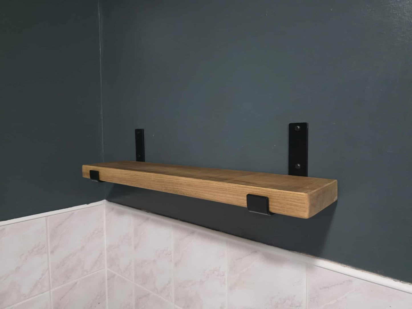 Rustic Wooden Shelf with U Shape Bracket - The Grain Company Ltd