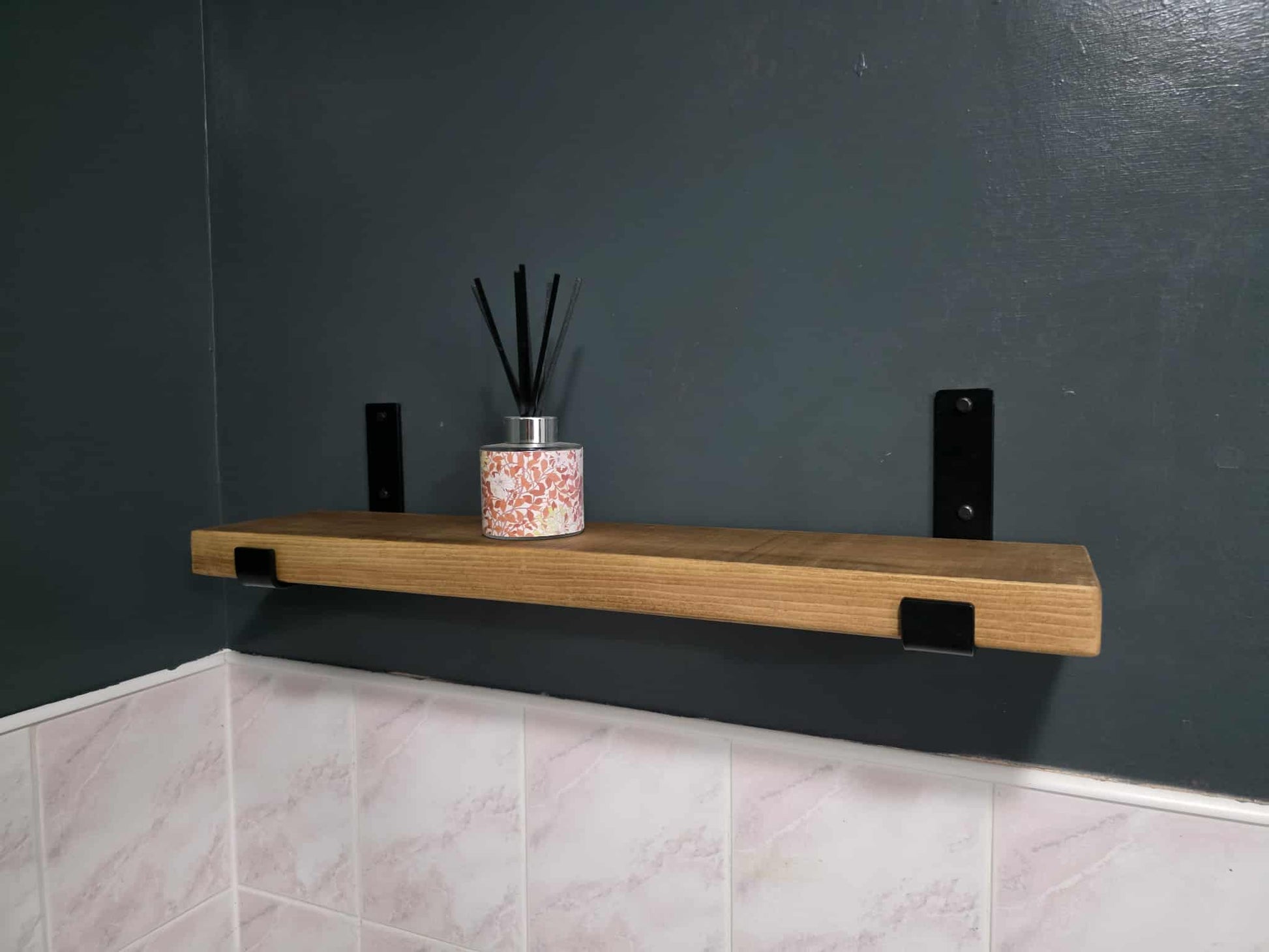 Rustic Wooden Shelf with U Shape Bracket - The Grain Company Ltd
