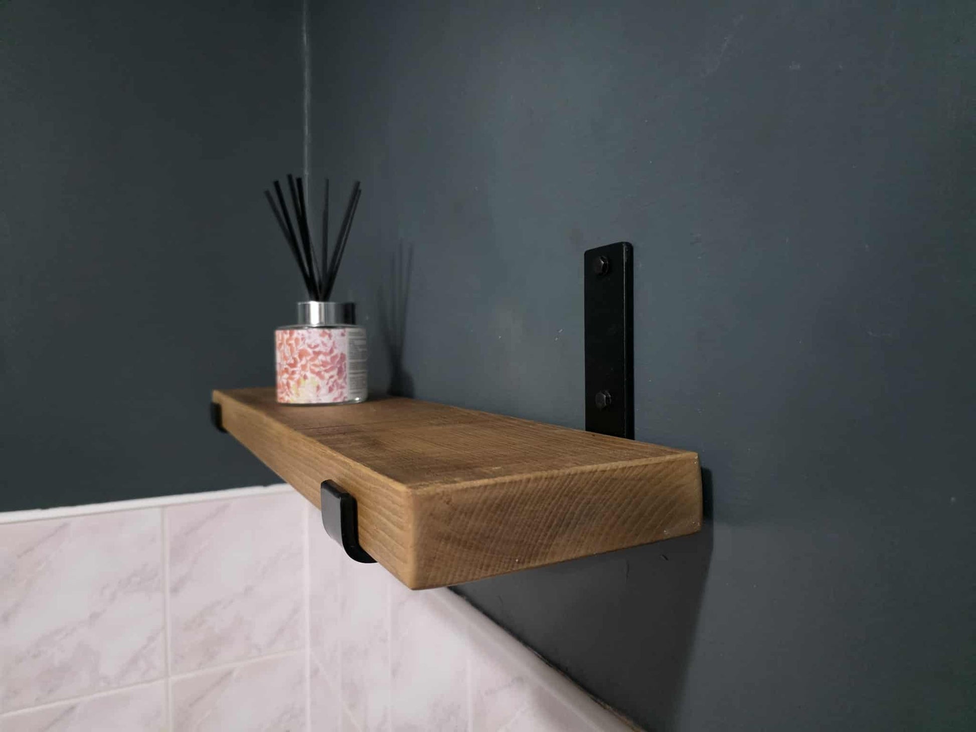 Rustic Wooden Shelf with U Shape Bracket - The Grain Company Ltd