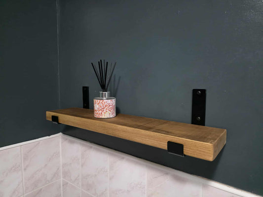 Rustic Wooden Shelf with U Shape Bracket - The Grain Company Ltd