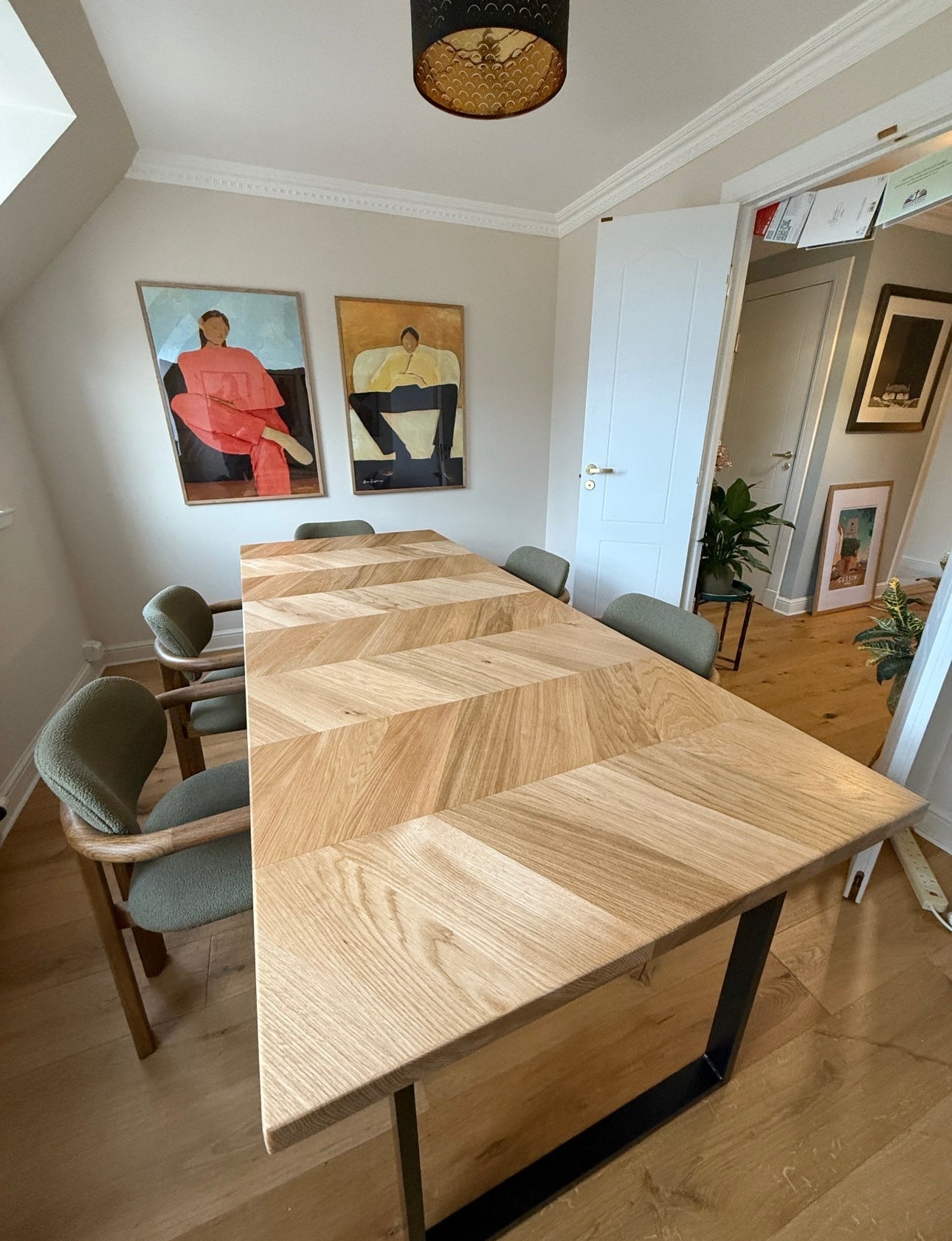 Solid Oak 'Herringbone' extending dining table' THE SANDRINGHAM' - The Grain Company Ltd