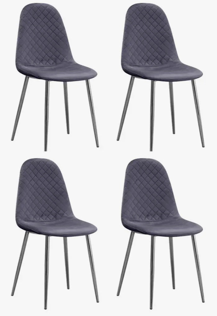 4 Shaped Plush Velvet Dining Chairs - The Grain Company Ltd