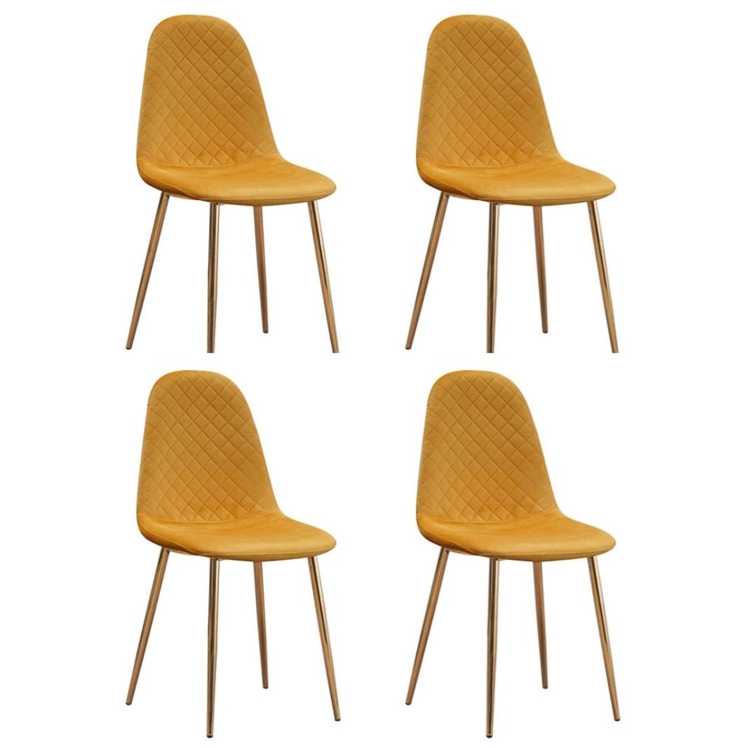 4 Shaped Plush Velvet Dining Chairs - The Grain Company Ltd