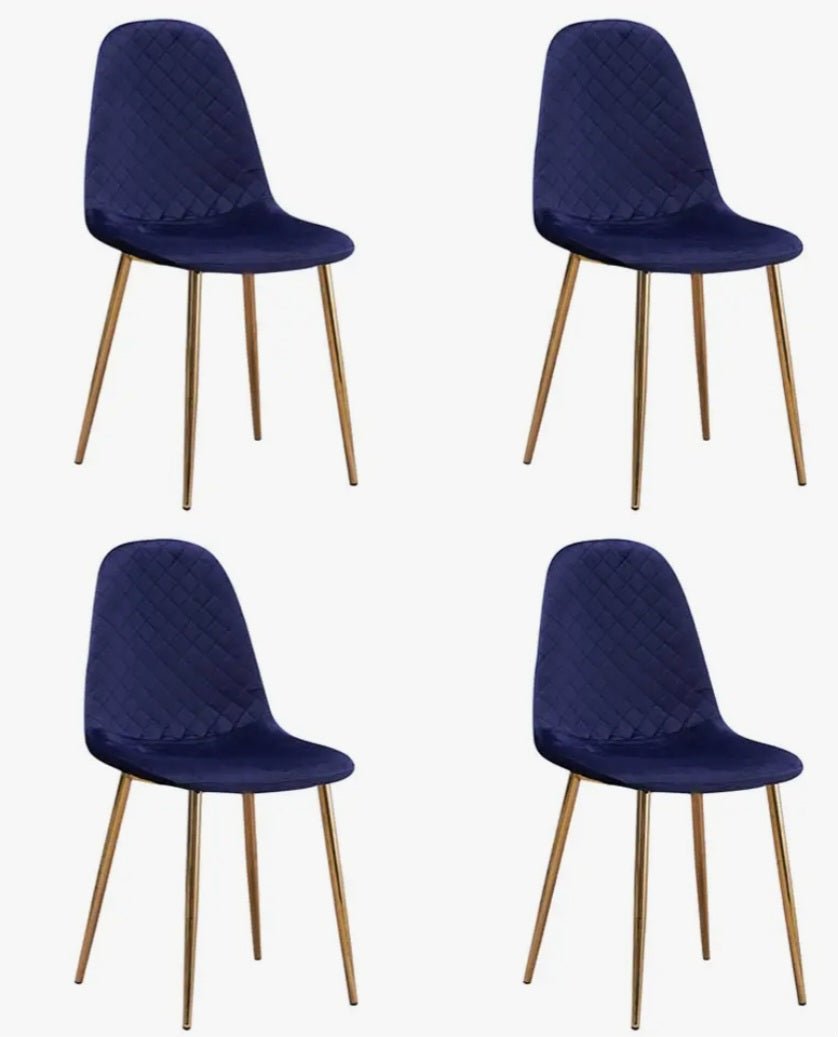 4 Shaped Plush Velvet Dining Chairs - The Grain Company Ltd