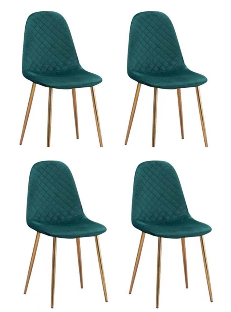 4 Shaped Plush Velvet Dining Chairs - The Grain Company Ltd