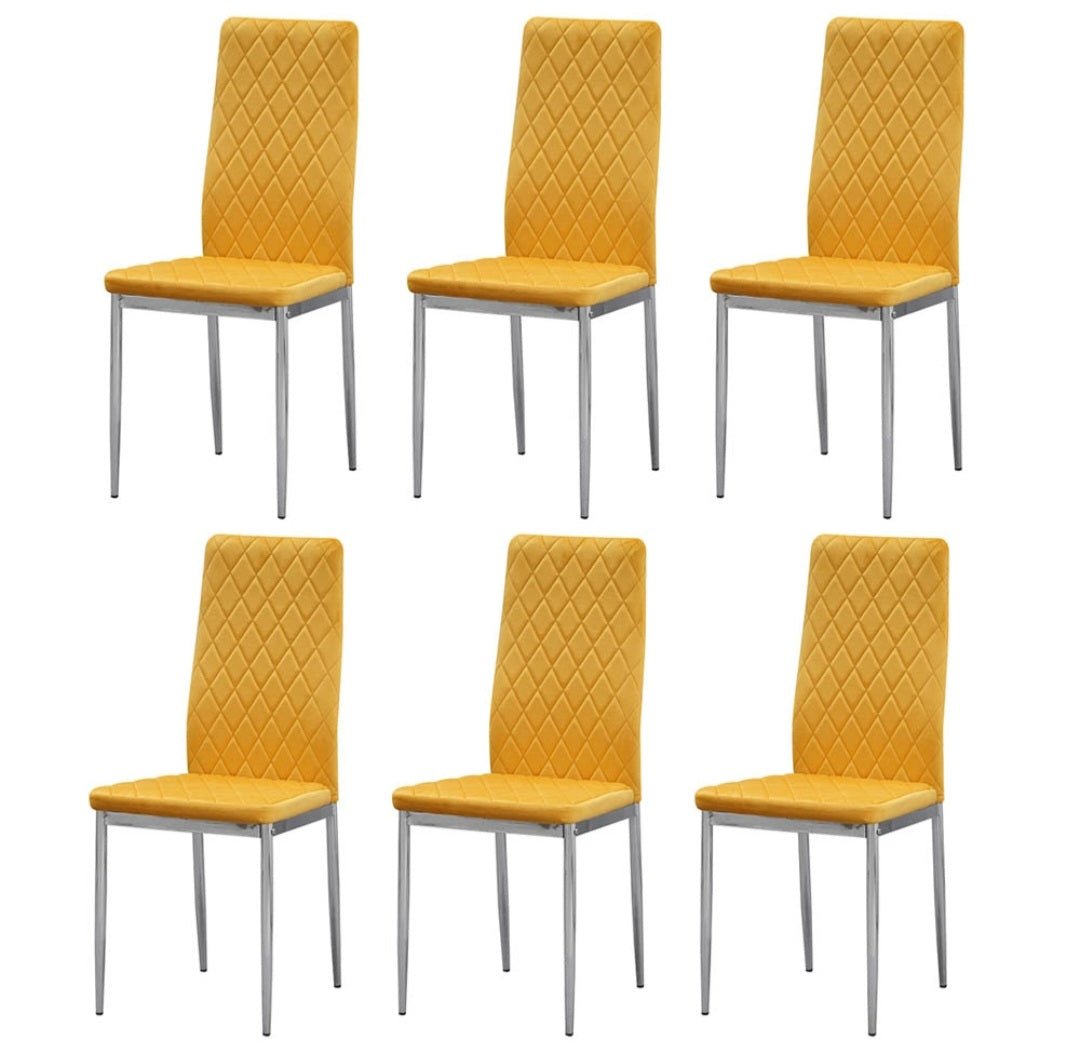 6 Straight Back Plush Velvet Chairs - The Grain Company Ltd