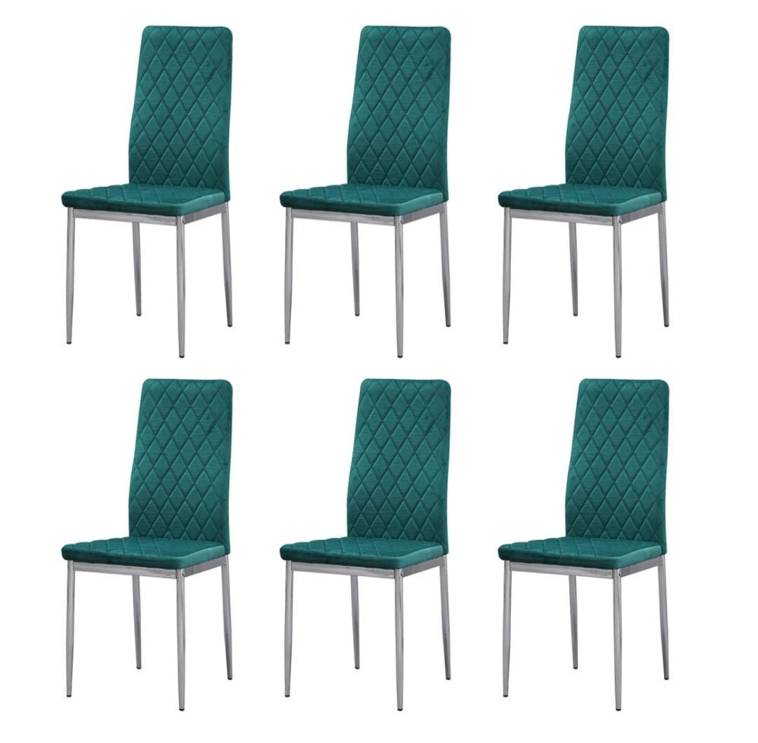 6 Straight Back Plush Velvet Chairs - The Grain Company Ltd