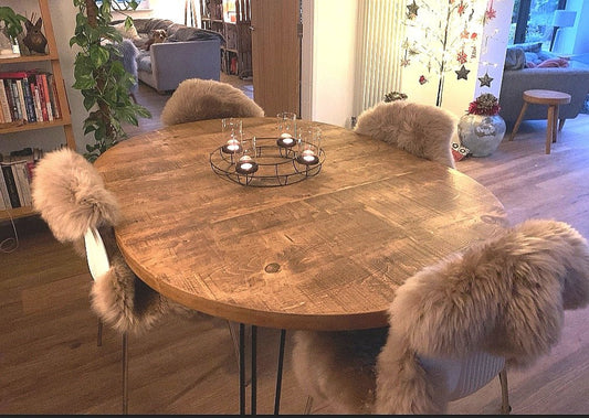 Extending oval rustic dining table - The Grain Company Ltd