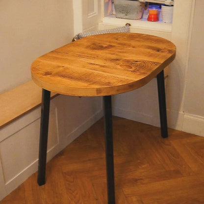 Extending round rustic modern space saving dining table - The Grain Company Ltd