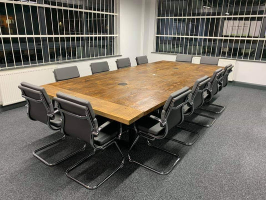 Extra large rustic dining table with steel legs - The Grain Company Ltd