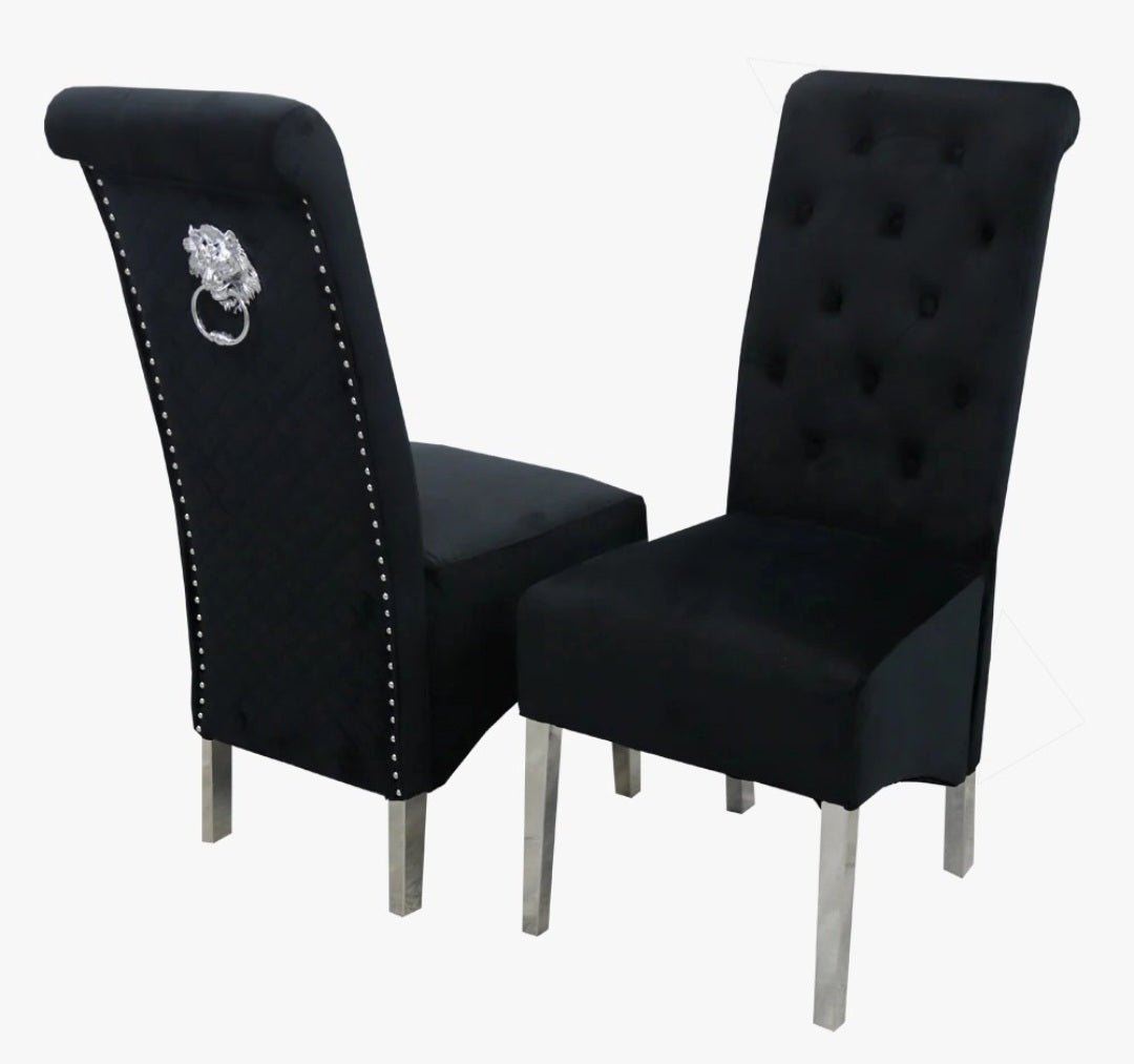 Luxurious Lion Knocker Plush Velvet Dining Chairs - The Grain Company Ltd