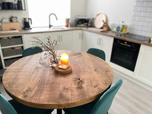 Round rustic dining table - The Grain Company Ltd