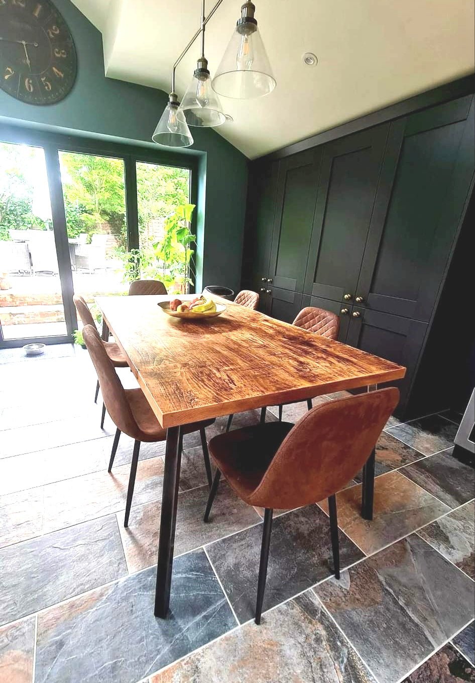 Brown dining deals table with bench