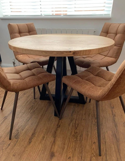 Solid Oak or Ash round dining table 'The Oxford' - The Grain Company Ltd