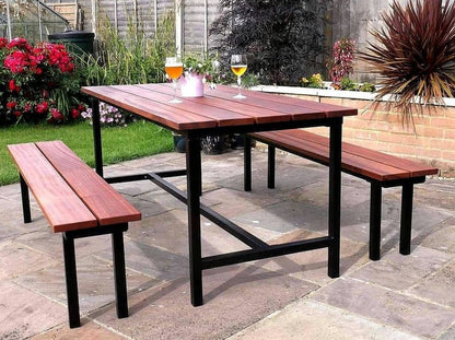 THE BUCKINGHAM luxury hardwood patio table and bench set - The Grain Company Ltd